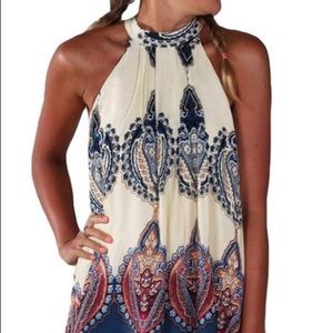 Sleeveless Vintage Printed Ethnic Casual Dress